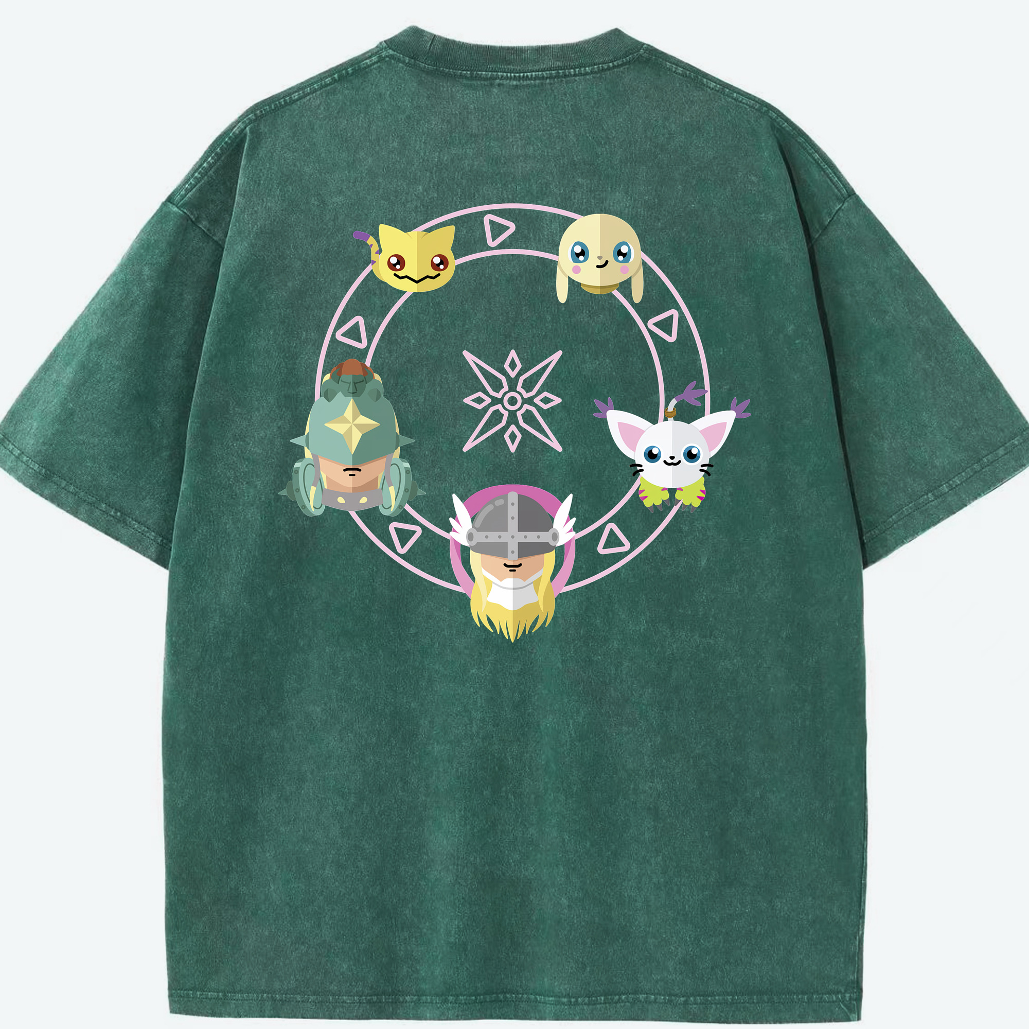 （画像用） Digimon デジタルモンスター/デジモン 綿100% ヴィンテージ風 半袖Tシャツ（背面プリント）
